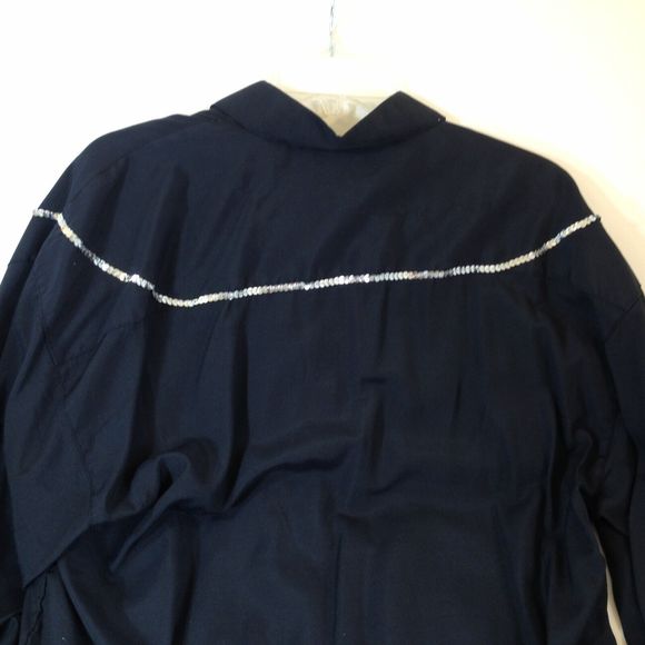 Vintage ELLIOTT Dress Shirt Button Up Black Long Sleeve Cowboy Design Mens L - Picture 8 of 15